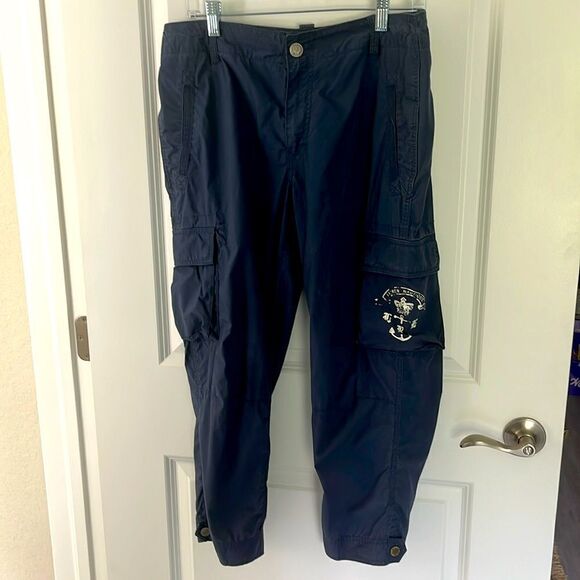 Vintage Cargo Pants Ralph Lauren Jean Co Sailor Ankle  Snap Pockets Trending - Picture 1 of 9